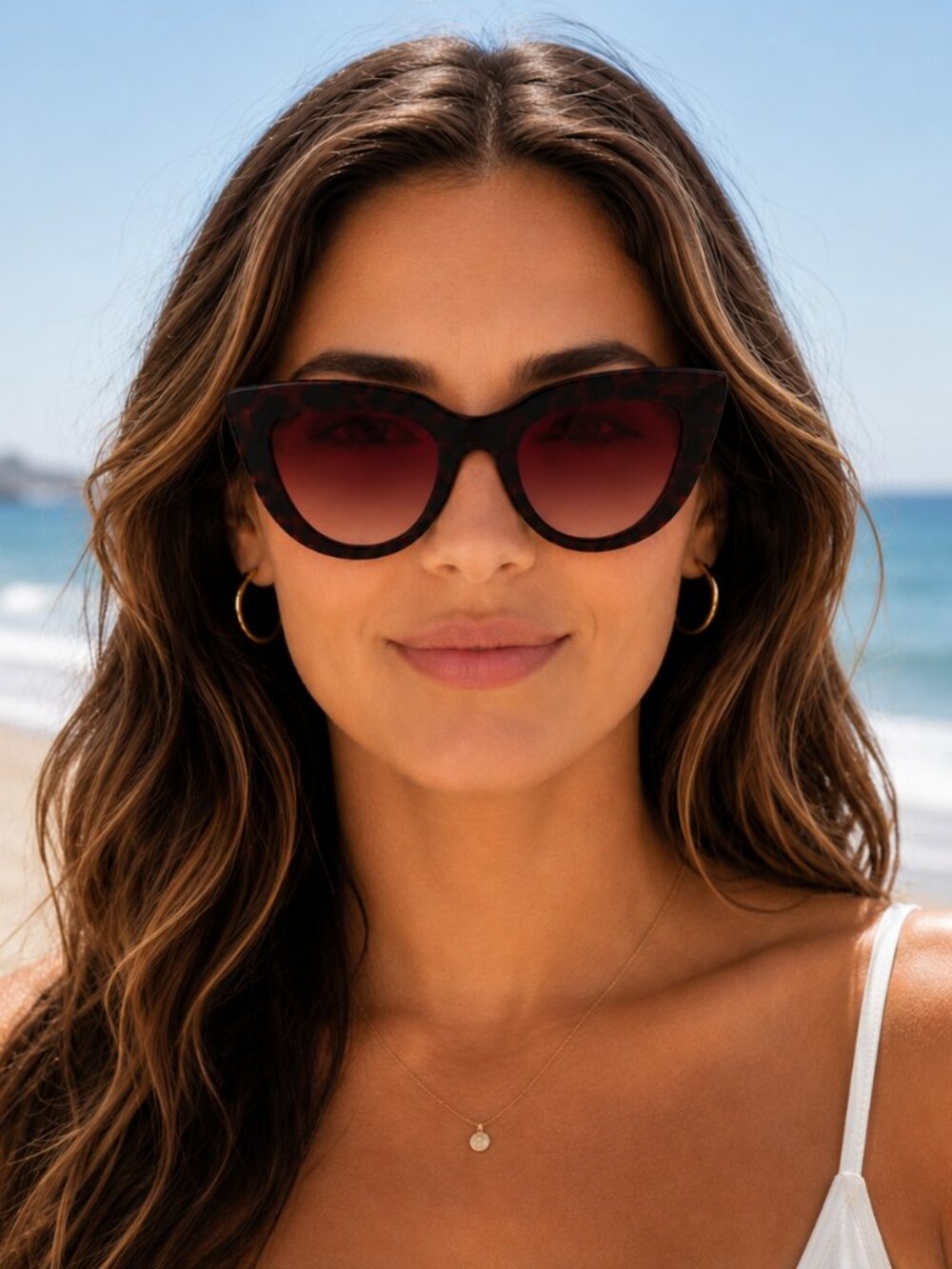 Lauren Conrad Women's Tortoiseshell Cat-Eye Sunglasses with Rose Gradient Lenses